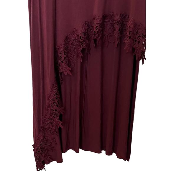 CY FASHION CAP SLEEVE, HIGH-LOW ASYMMETRICAL MAXI DRESS, WOMENS, M, CRANBERRY - Picture 7 of 10